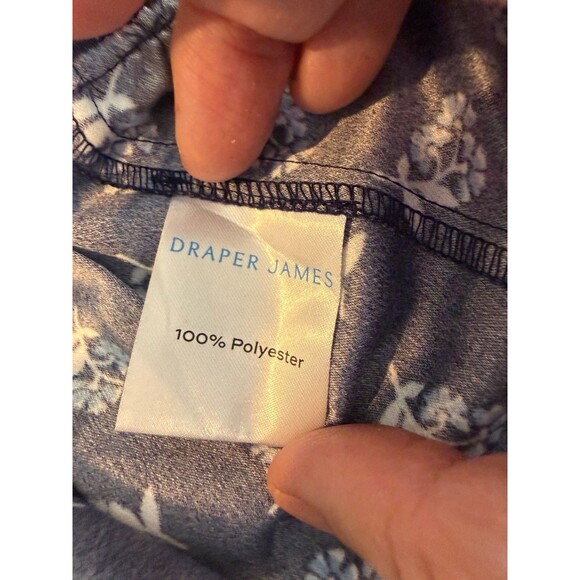 Draper James Navy Floral A-Line Dress Ruffle V-Neck Long Sleeve Short Pullover S - Picture 3 of 4